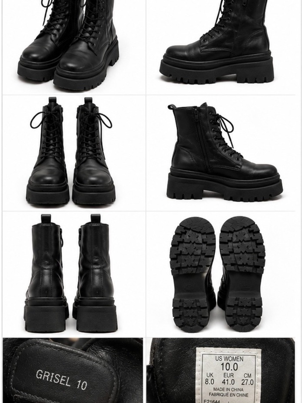 Women's Black Platform Lace-Up Combat Boots
